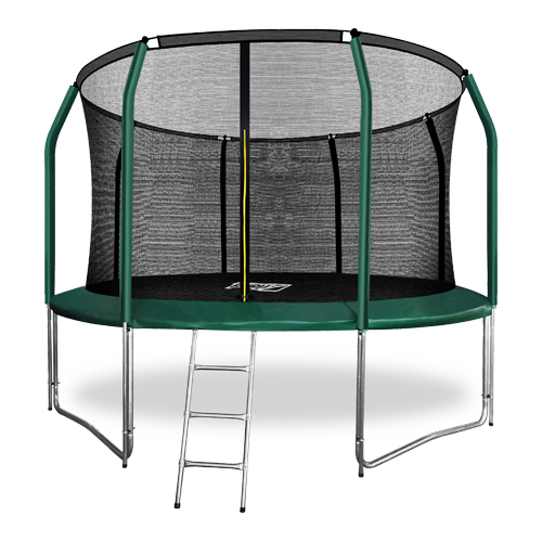 Батут премиум Arland 12FT с внутренней страховочной сеткой и лестницей (Dark green)